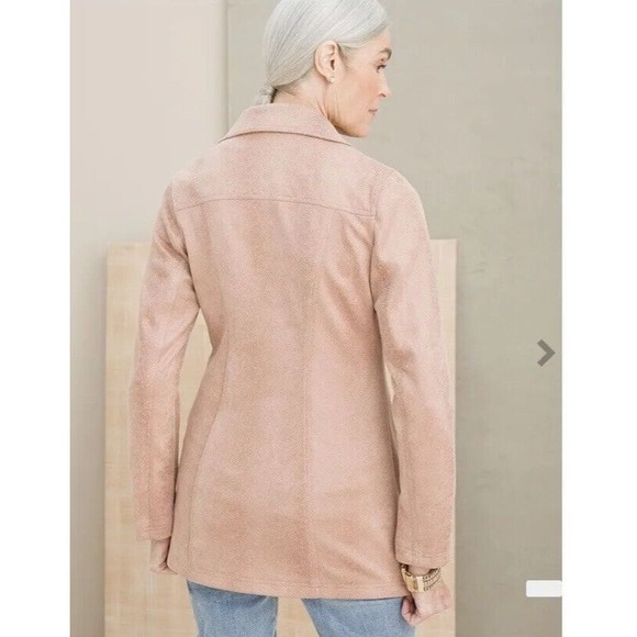 Chico’s NWT Faux Suede Elongated Moto Zippered Pink Jacket Size 1 Or Med Womens - Picture 7 of 16